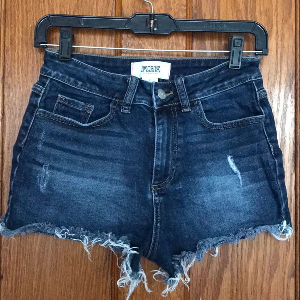 Dark wash denim shorts